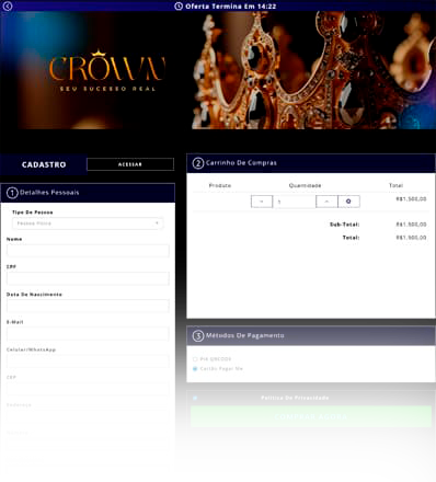 Checkout otimizado para conversão