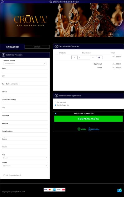 Checkout otimizado para conversão